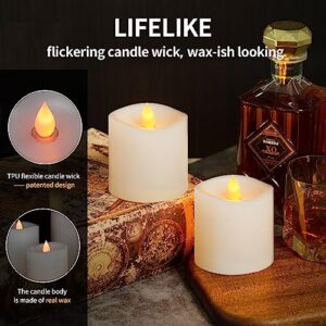 3x3 Flickering Flameless Candles Set of 2, 2AA Battery Life 600 Hours Battery Candles Flickering with Timer, 3 inch Flameless Candles with Remote for Valentines Day Decorations Indoor/Outdoor, White