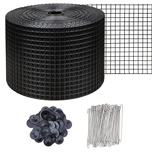 8in X 100ft Solar Panel Bird Guard,Solar Panel roof Protection net 1/2inch Mesh PVC Black Vinyl Coated Galvanized net 70 Fastener ClipsUsed for Bird,Animal Control