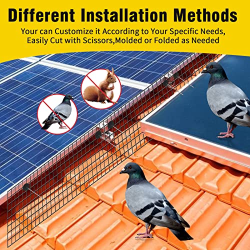 8in X 100ft Solar Panel Bird Guard,Solar Panel roof Protection net 1/2inch Mesh PVC Black Vinyl Coated Galvanized net 70 Fastener ClipsUsed for Bird,Animal Control