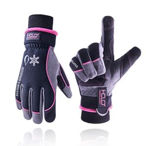waterproof insulated work gloves for women men, touchscreen thermal winter gloves for cold weather with 3m warm lining(m,pink)