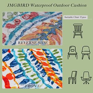 JMGBird Outdoor Chair Cushions Set of 2, Patio Cushions D16xW17 Inch with Ties, Outdoor Chair Pad for Patio Furniture