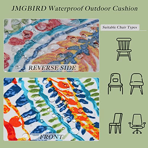 JMGBird Outdoor Chair Cushions Set of 2, Patio Cushions D16xW17 Inch with Ties, Outdoor Chair Pad for Patio Furniture