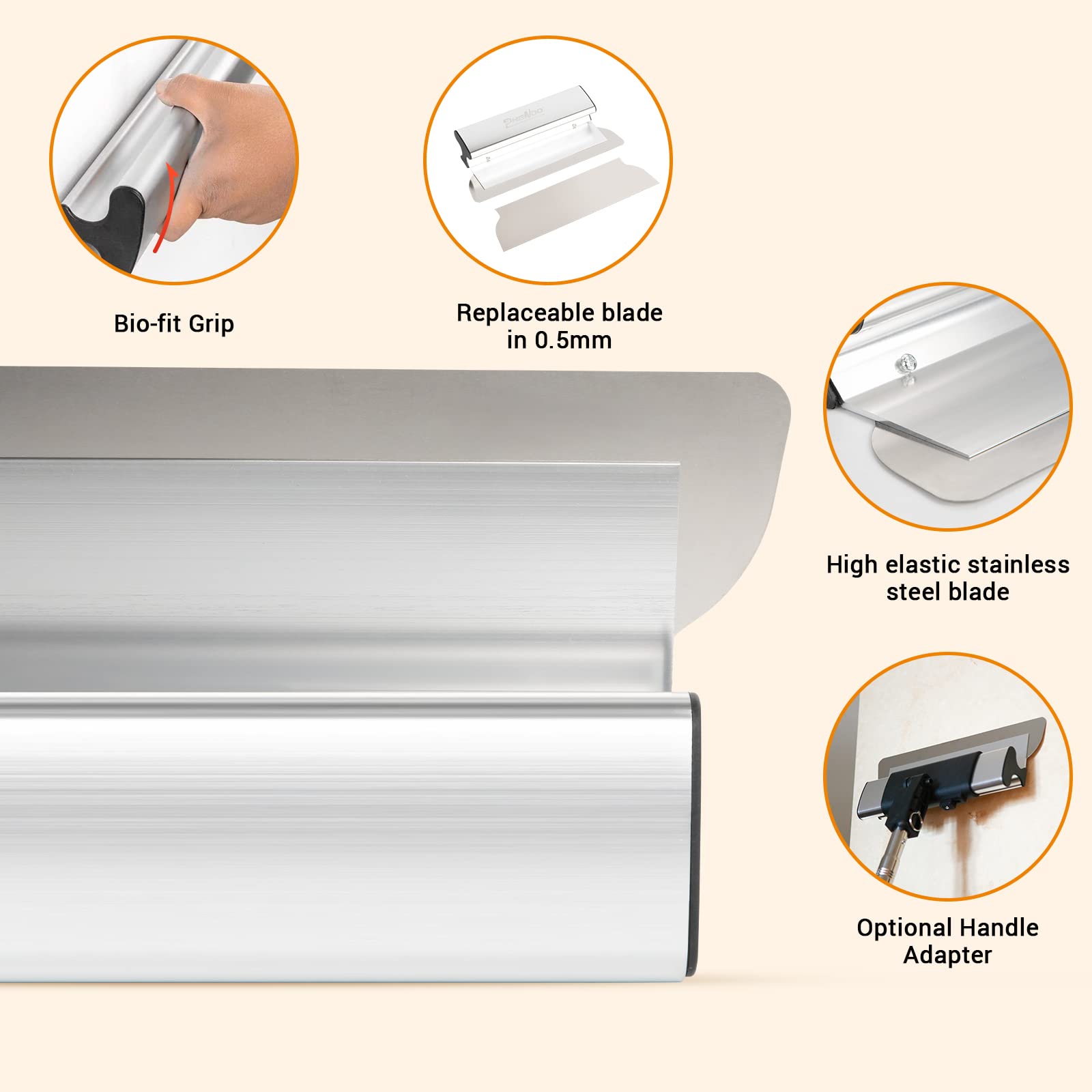 PHENDO Drywall Skimming Blade Set - 12",22",32" Blades in 0.35mm + Replacement Blades in 0.5mm×3 + 37-78” Extension Handle with Rod, Drywall Tools, Ergonomic Aluminum Grip & 304 Stainless Steel Blades