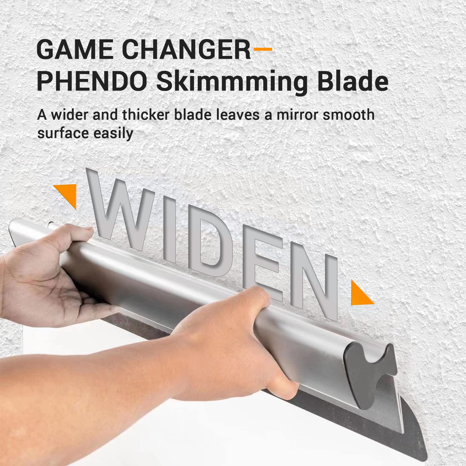 PHENDO Drywall Skimming Blade Set - 12",22",32" Blades in 0.35mm + Replacement Blades in 0.5mm×3 + 37-78” Extension Handle with Rod, Drywall Tools, Ergonomic Aluminum Grip & 304 Stainless Steel Blades