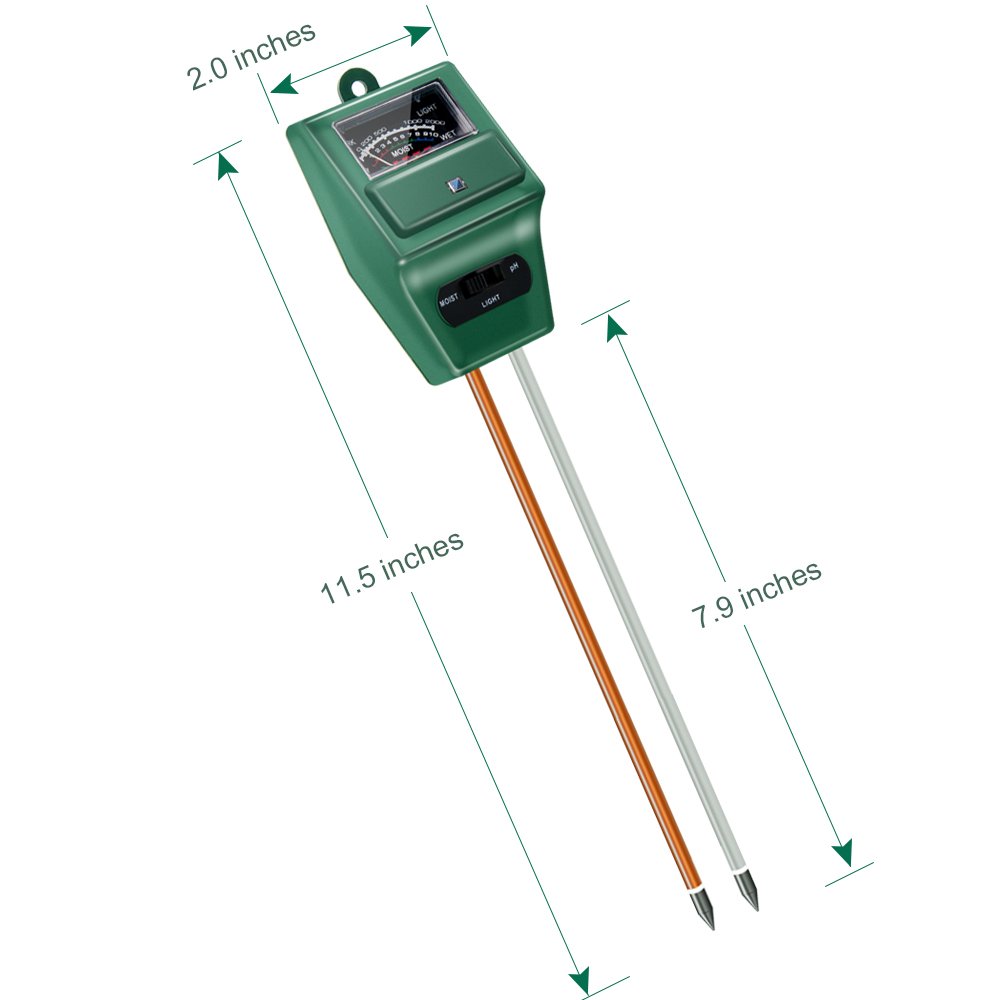 SONKIR Soil pH Meter, MS02 3-in-1 Soil Moisture/Light/pH Tester Gardening Tool Kits for Plant Care, Great for Garden, Lawn, Farm, Indoor & Outdoor Use (Green), 2 Packs