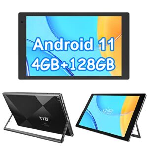 tjd android 11 tablet 10.1 inch tablets, 128gb rom 512gb expandable, quad-core processor google gms tablet, 6000mah fast charge, 8mp dual camera, ips hd touchscreen wifi bluetooth (black)
