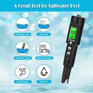 HOICATED Digital Salt Pool Tester Range 0-9999ppm for Saltwater Pool Swimming Pool and Koi Fish Pond Salt Level Testing Professional Sodium Chloride Meter