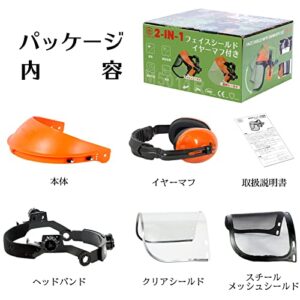 GUARDLEAD Safety Face Shield with Hearing Protection Combo, Come with Mesh & Clear Visor for Grinding Woodworking