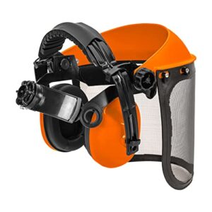 GUARDLEAD Safety Face Shield with Hearing Protection Combo, Come with Mesh & Clear Visor for Grinding Woodworking