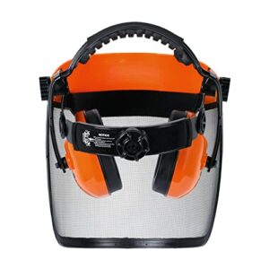 GUARDLEAD Safety Face Shield with Hearing Protection Combo, Come with Mesh & Clear Visor for Grinding Woodworking