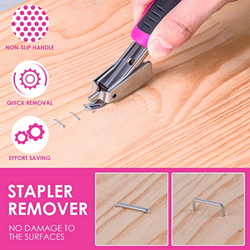 TOYIEW 33Pcs Pink Staple Gun Tool Set with 3 in 1 Upholstery Staple Gun for Wood Heavy Duty and 900 Staples, Perfect for DIY Decoration, Crafts, Carpentry, Arts, Pink Tool Kit Gift for Women