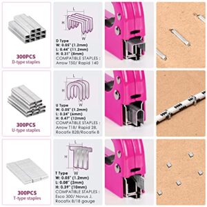 TOYIEW 33Pcs Pink Staple Gun Tool Set with 3 in 1 Upholstery Staple Gun for Wood Heavy Duty and 900 Staples, Perfect for DIY Decoration, Crafts, Carpentry, Arts, Pink Tool Kit Gift for Women