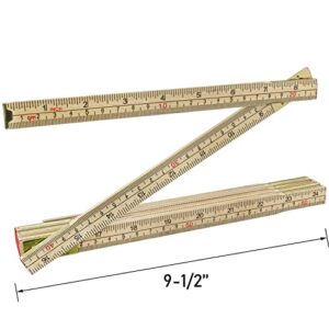 Folding Wood Ruler LUORNG 6 FT / 6 Inch Wooden Foldable Ruler with US and Metric Measurements for Carpenters, Wood Folding Ruler