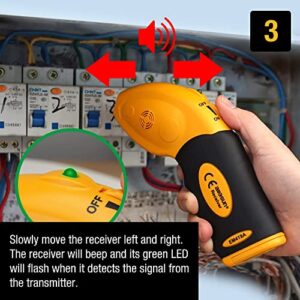 allsun AC 100-120V Circuit Breaker Finder,Miniature Circuit Detector,Non-Contact Voltage Sensor LED Auto-Sensing Receiver Transmitter,Locate AC Circuits/Fuses Socket Plugs