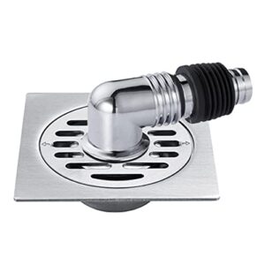 washing machine floor drain cover, shower drain floor drain cover with pipe connector, square one-way drain valve fast drainage shower plug insert drain plug(silver)