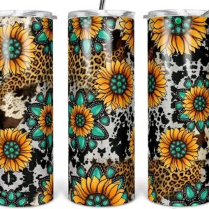 FLORAL TUMBLER, LEOPARD Tumbler, An Elegantly Designed Tumbler With A Lid And A Lovely Sunflower Design - Perfect For Travel