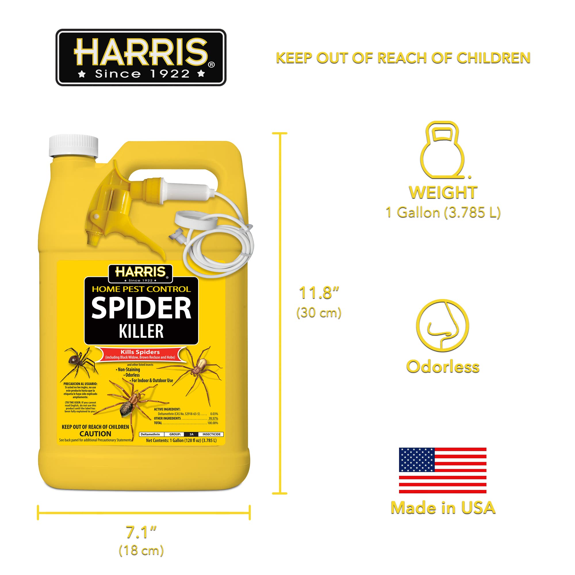 Harris Spider Killer, Liquid Spray with Odorless and Non-Staining Formula (128oz)