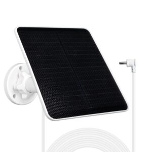 powgrow solar panel charger compatible with stick up cam battery, solar power charger with round dc adapter, ip65 waterproof 6w solar panel with continuously charging, long charging cable