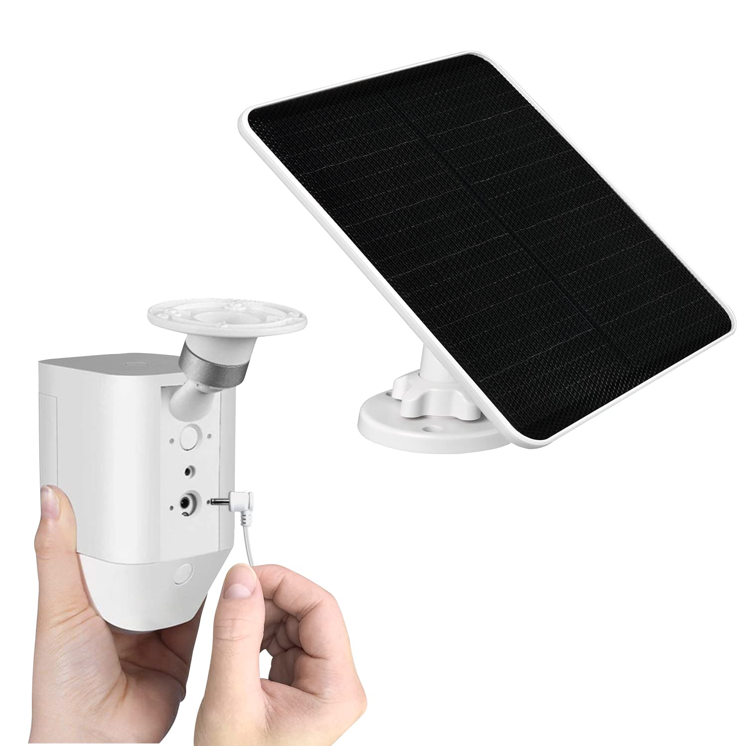 PowGrow Solar Panel Charger Compatible with Stick Up Cam Battery, Solar Power Charger with Round DC Adapter, IP65 Waterproof 6W Solar Panel with Continuously Charging, Long Charging Cable