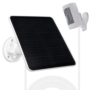 PowGrow Solar Panel Charger Compatible with Stick Up Cam Battery, Solar Power Charger with Round DC Adapter, IP65 Waterproof 6W Solar Panel with Continuously Charging, Long Charging Cable