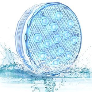 pool lights, 2022 new double layer full waterproof submersible led lights with magnet/timing, 3.75" rgb color changing underwater lights for above ground pools/inground pools, ponds, hot tub, party