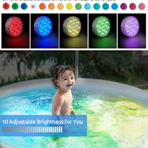 Pool Lights, 2022 New Double Layer Full Waterproof Submersible LED Lights with Magnet/Timing, 3.75" RGB Color Changing Underwater Lights for Above Ground Pools/Inground Pools, Ponds, Hot Tub, Party