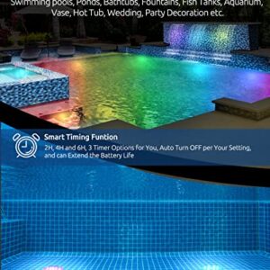 Pool Lights, 2022 New Double Layer Full Waterproof Submersible LED Lights with Magnet/Timing, 3.75" RGB Color Changing Underwater Lights for Above Ground Pools/Inground Pools, Ponds, Hot Tub, Party