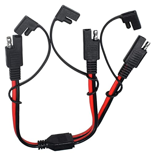 SAE Cable Y Splitter 1 to 2 SAE Extension Cable DC Power Automotive SAE Connector 14AWG for Solar Battery Connection and Transfer 12inch/30c