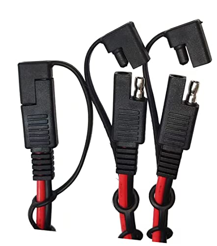 SAE Cable Y Splitter 1 to 2 SAE Extension Cable DC Power Automotive SAE Connector 14AWG for Solar Battery Connection and Transfer 12inch/30c