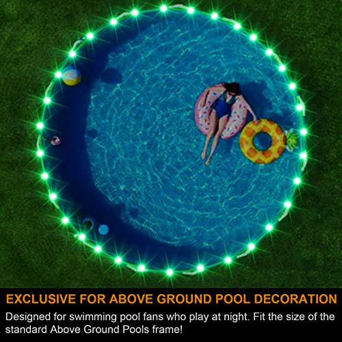 Ehaijia Remote Control LED Lights for Above Ground Pools, 15Ft Submersible Rim Lights, C Battery Box, 16 Color Changing at Night, Waterproof