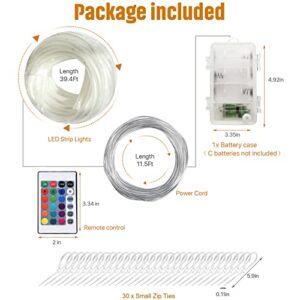 Ehaijia Remote Control LED Lights for Above Ground Pools, 15Ft Submersible Rim Lights, C Battery Box, 16 Color Changing at Night, Waterproof