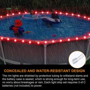 Ehaijia Remote Control LED Lights for Above Ground Pools, 15Ft Submersible Rim Lights, C Battery Box, 16 Color Changing at Night, Waterproof