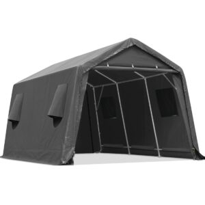 advance outdoor 13x20 ft garage tent carports with 2 roll up doors & vents outdoor portable storage shelter for vehicle truck boat anti-uv snow resistant waterproof, gray