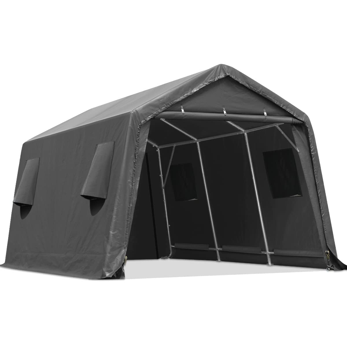 ADVANCE OUTDOOR 13x20 ft Garage Tent Carports with 2 Roll up Doors & Vents Outdoor Portable Storage Shelter for Vehicle Truck Boat Anti-UV Snow Resistant Waterproof, Gray