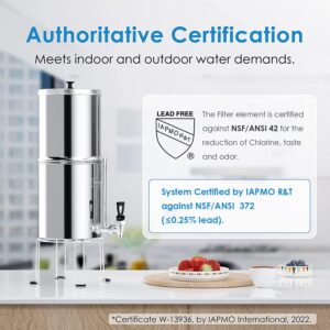 Waterdrop Gravity-fed Water Filter System with 8 Filters, Metal Water Level Spigot and Stand, 2.25G Stainless-Steel System, Reduces Chlorine-King Tank Series