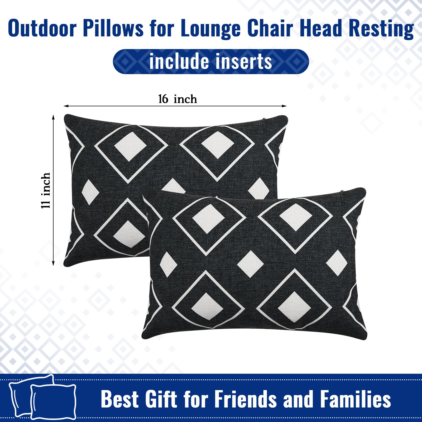 2 Pack Recliner Pillows for Head Chaise Lounge Head Resting Pillows Lounge Pillow Outdoor Lumbar Pillow for Recliner,Beach Chair,Office Chair Neck or Lumbar Attachment,Waterproof (Charming Style)