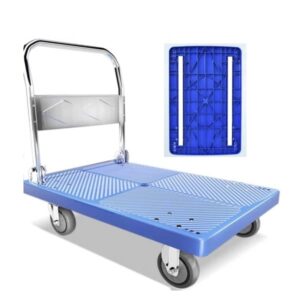 dolly cart folding platform cart with 660/880 lbs weight capacity push cart dolly moving platform hand truck add 2 reinforcing steel bar in it 360 degree swivel wheels loading and storage (880lbs)