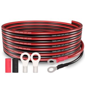 12 gauge solar wire - 10ft 12awg wire tinned copper tray cable with accessories, tinned copper pv wire uv resistant cable for rv boat solar panel outdoor