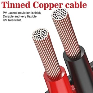 12 Gauge Solar Wire - 10Ft 12AWG Wire Tinned Copper Tray Cable with Accessories, Tinned Copper PV Wire UV Resistant Cable for RV Boat Solar Panel Outdoor