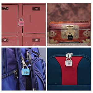 Mini Combination Padlocks, 4pcs Small Zipper Locks with 3 Digits for Diary School Backpack Jewery Box Escape Room, Black Silver Blue Pink