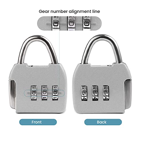 Mini Combination Padlocks, 4pcs Small Zipper Locks with 3 Digits for Diary School Backpack Jewery Box Escape Room, Black Silver Blue Pink