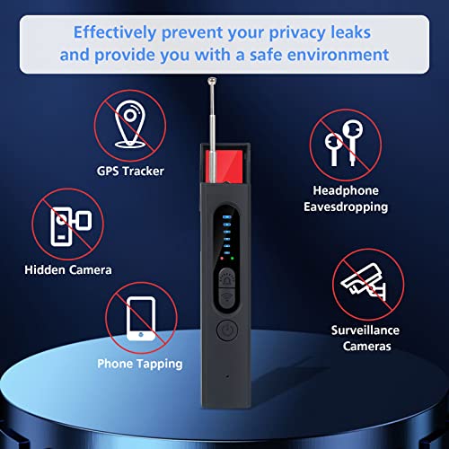 Hidden Camera Spy Device Detector: HSC Rechargeable Portable Anti Finder - for GPS Tracker RF Signal Wireless WiFi Cameras Listening Bug Tracking - Car Surveillance Hotel Detection