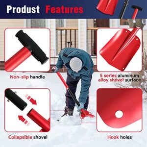 KioGro 32-inch Snow Shovel - 3 Piece Aluminum Folding Shovels Snow Removal for Car Driveway with Ice Scraper and Portable Bag (Snow Shovel-Portable Design)