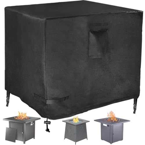 YOWDUTY Propane Fire Pit Cover Square 30 Inch, Waterproof Heavy Duty 600D Gas Fire Pit Table Cover 30 x 30 x 25 Inch, Fit 28-30 Inch Firepit Table, All-weather Protection For Patio Fire Table