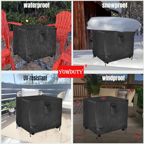 YOWDUTY Propane Fire Pit Cover Square 30 Inch, Waterproof Heavy Duty 600D Gas Fire Pit Table Cover 30 x 30 x 25 Inch, Fit 28-30 Inch Firepit Table, All-weather Protection For Patio Fire Table