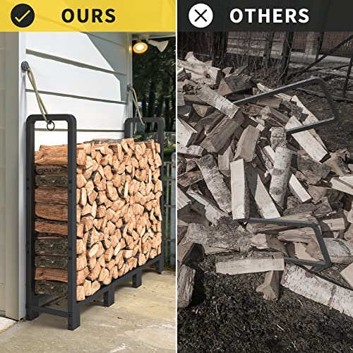 HYTXEN 4ft Firewood Rack Outdoor Indoor for Wood Storage, Upgraded Adjustable Firewood Rack, Heavy Duty Logs Stand Stacker Holder for Fireplace, Firewood Log Rack Stand Stacker for Porch Patio