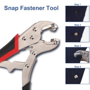 Coowolf Snap Fastener Tool Adjustable Snap Pliers Includes 30 Sets Screw Snaps for Boat Cover, Snap Button Kit Snap Tool for Replacing Metal Snaps, Repairing Boat Covers, Canvas, Tarps