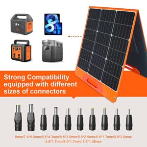 100W Folding Solar Panel for Solar Generator, Portable Solar Power Supply with Adjustable Kickstand for Home Emergency, Outdoor, Camping Van, RV, and Off-Grid Emergency Power Station