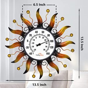 VEWOGARDEN 13.5" Sun Outdoor Digital Thermometer, No Battery Needed Metal Thermometer Decor for Patio, Living Room, Greenhouse