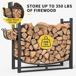 HYTXEN Firewood Rack Fireplace Tools Rack Indoor Fire Wood Racks Outdoor Firewood Rack Heavy Duty Firewood Holder,Fireplace Tools Set,Fireplace w/Kindling Holder,Shovel,Poker,Tongs,Broom